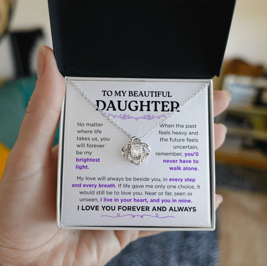 Stunning Daughter Gift – “My Brightest Light” Gold Knot Necklace | Meaningful Jewelry for Her