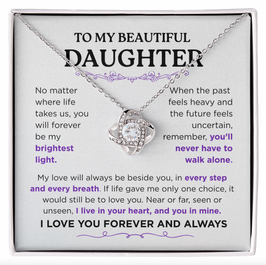 Stunning Daughter Gift – “My Brightest Light” Gold Knot Necklace | Meaningful Jewelry for Her