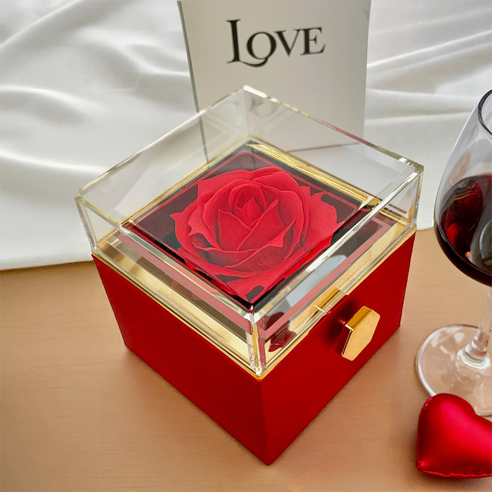 To My Daughter - Love Knot Rose Bond Necklace - Rotating Preserved Rose Gift Box